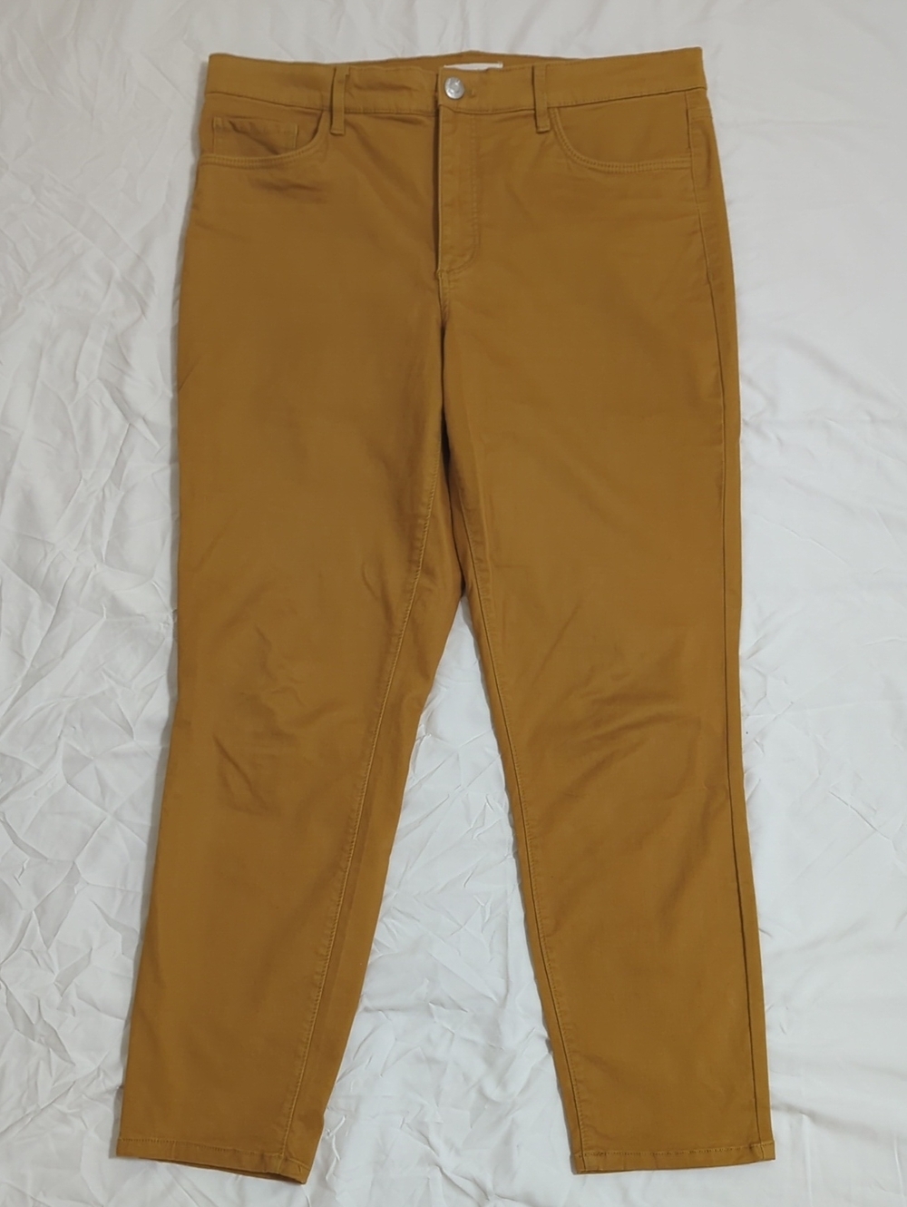 LOFT High Waist Ankle Chinos, Color Gold Size 12